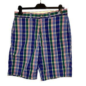 Polo Ralph Lauren Cotton Shorts Blue Red Tartan 9.5" Inseam Size 32